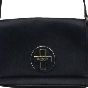 KATE SPADE : Crossbody Black Leather Bag, with stripped lining.